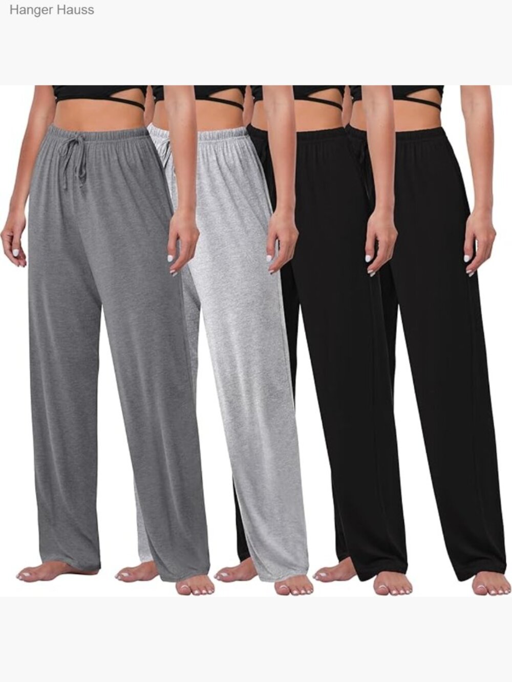 4 Pack Women's Pajama Bottoms Wide Leg Lounge Pants Soft Drawstring Sweatpants